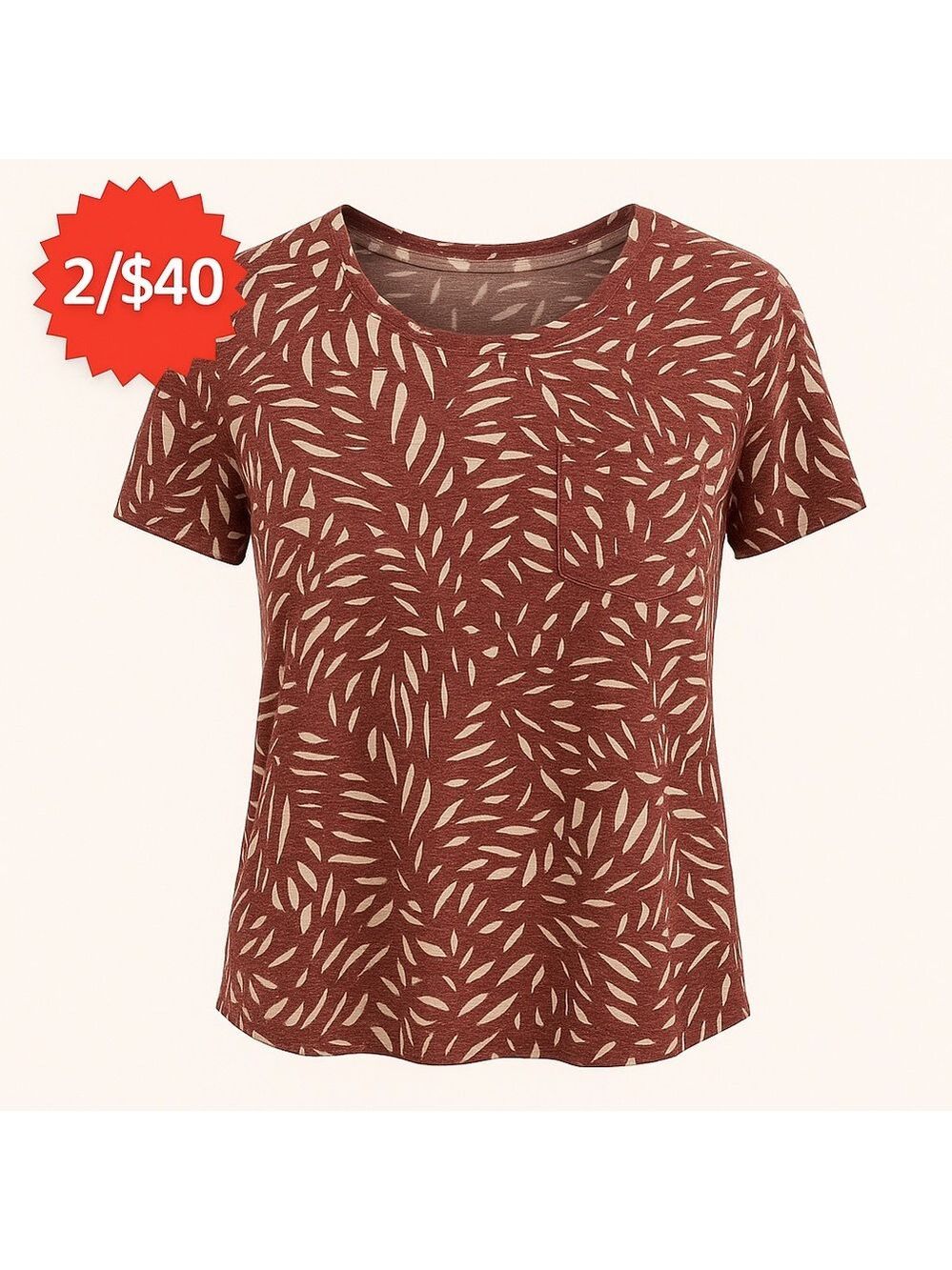2/40$ Nwt Old Navy t-shirt brown beige neutral pocket crop oversized top Large
